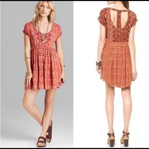 ✨moving sale✨ Free People Orange Sun Down Tribal Mini Dress 🧡